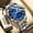 Gold Blue, variant on Luxury Men's Quartz Wristwatch Stainless Steel Luminous Watch Waterproof with Week Display