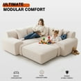 thumbnail image 7 of 120" Modular Sectional Cloud Boneless Couch with Ottoman, L-Shaped 3-Seater Modern Modular Sofa Bed with Deep Seat, Upholstered Sectional Couches for Living Room，No Assembly Required (Beige), 7 of 7