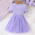 thumbnail image 5 of vdgthytj Toddler Girls Tulle Dress Summer Short Sleeve Flower Mesh Splicing A-Line Birthday Princess Party Dress, 5 of 7