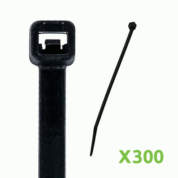 NavePoint 8 Inch Nylon UV Resistant Cable Wire Zip Tie 120 lbs - Black 300 Pack Lot Pcs Qty