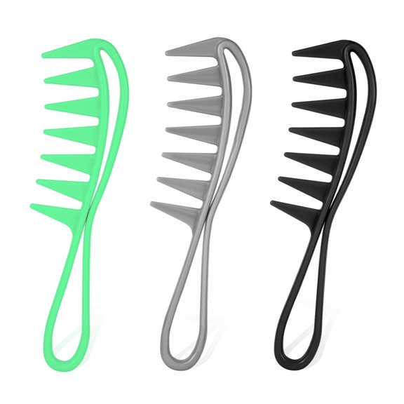 NOGIS Wide Tooth Comb for Curly Hair, 3 Pieces Large Hair Comb Wet Wavy Thick Hair Combs Detangling Hair Comb Shower Comb Hairstyle Tool for Barber Salon Women Men