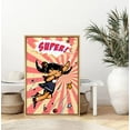 thumbnail image 2 of PixonSign Framed Wall Art Print Set Super Comic Book Manga Girl Inspirational Motivation Drawings Pop Art Glam Portrait Fun Multicolor Ultra for Living Room, Bedroom, Office - 24"x36" Natural, 2 of 5