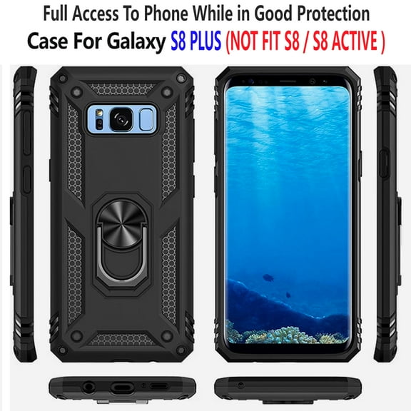 Samsung Galaxy S8 Plus Case, STARSHOP Drop Protection Ring Kickstand Cover- Black