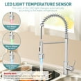 thumbnail image 2 of GPED Grifo de Cocina con Rociador Extraíble y Luz LED de 3 Modos, Acero Inoxidable SUS304, Grifo de Fregadero de Cocina de una Sola Manija con Placa de Cubierta y Tuberías de Agua, Grifo de Fregadero, 2 of 8