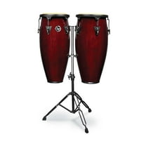 LP Aspire 10" & 11" Conga Set with Double Stand - Red/Dark Wood - LPA646-DW