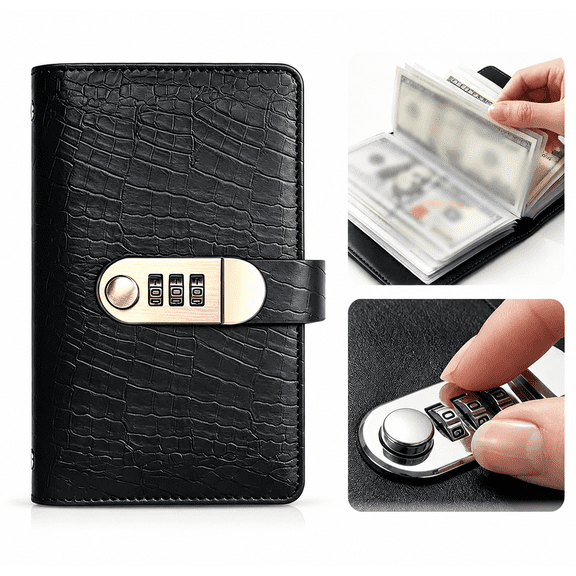 Money Saving Binder, Cash Money Saving Book with Combination Lock, Currency Collectors Album, Savings Notebook for Cash Budgeting