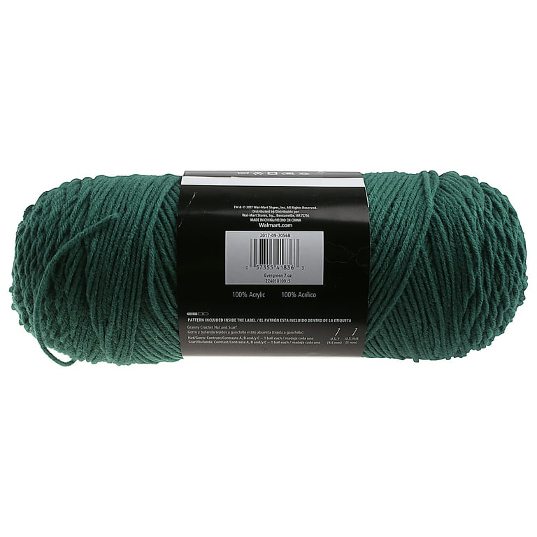 Mainstays Acrylic Basic Green Yarn, 1 Each