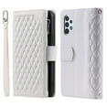 thumbnail image 6 of SaniMore for Samsung Galaxy A35 Wallet Case, Wrist/Crossbody Lanyard, 3D Lattice PU Leather Kickstand Zipper Purse Card Slots Magnetic Clasp Shockproof TPU Shell Anti-drop, White, 6 of 9