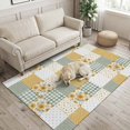 thumbnail image 2 of Area Rugs 4'x6'. Yellow Green Checkered Floral Carpet Runner Indoor Outdoor Rugs Home Decor Aesthetic, Farmhouse Art Flowers Buffalo Non Slip Mats Washable Accent Rug for Living Room Bedroom, 2 of 8