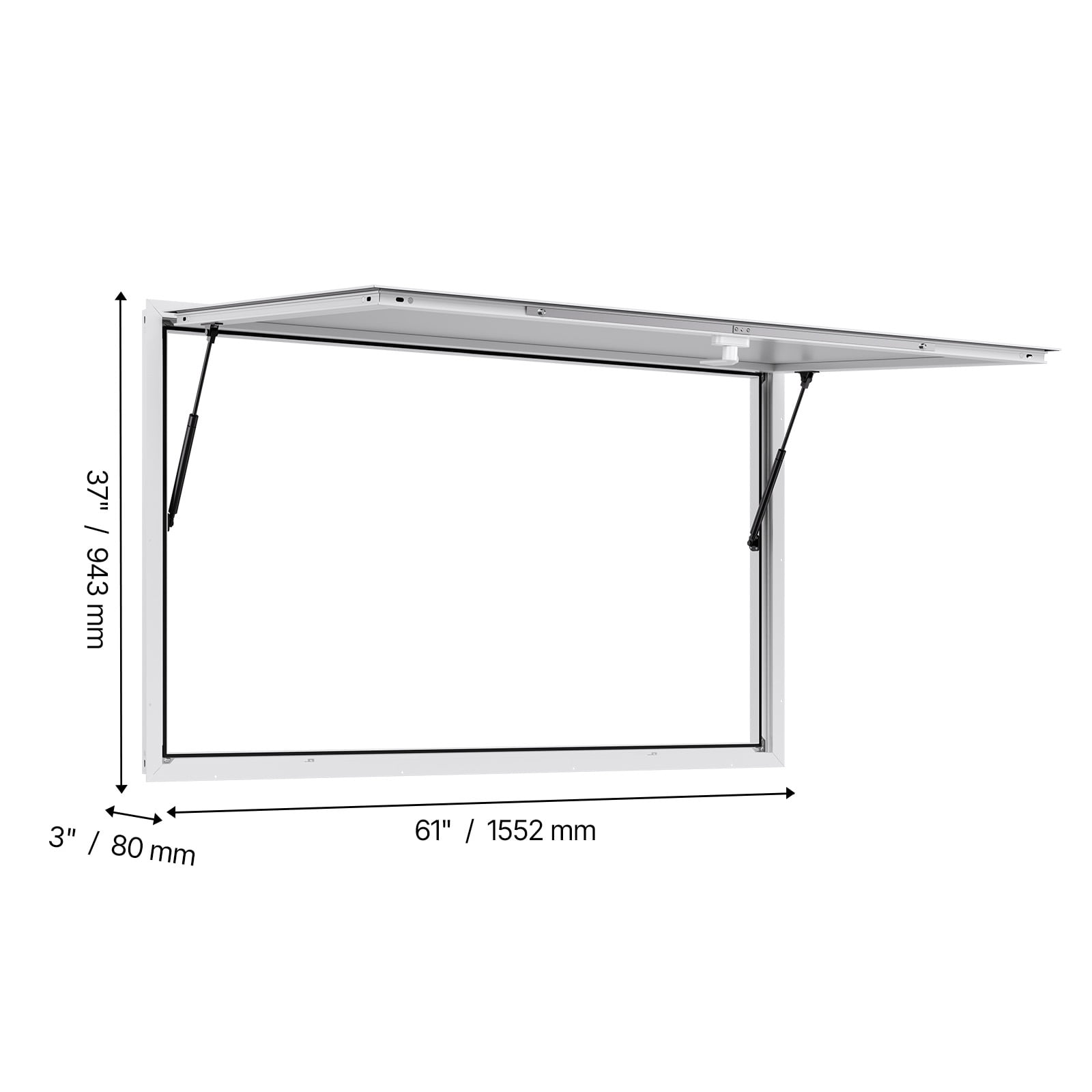 KFFKFF Concession Window 60x36 in, Aluminum Alloy Frame Service Window for Food Trucks, 85-Degree Opening Serving Window with Awning Door and Drag Hook, Water-Resistant Design for Trailers