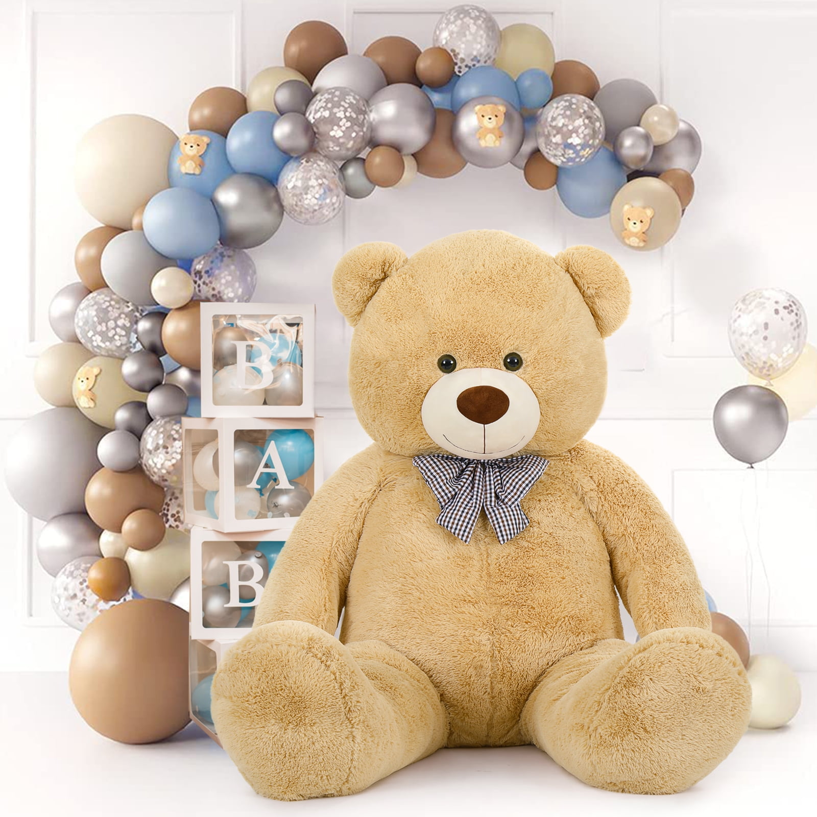 MorisMos Giant Brown Teddy Bear Stuffed Animal 6 Feet Soft Cuddly Smiling Face Big Teddy Bear Plush