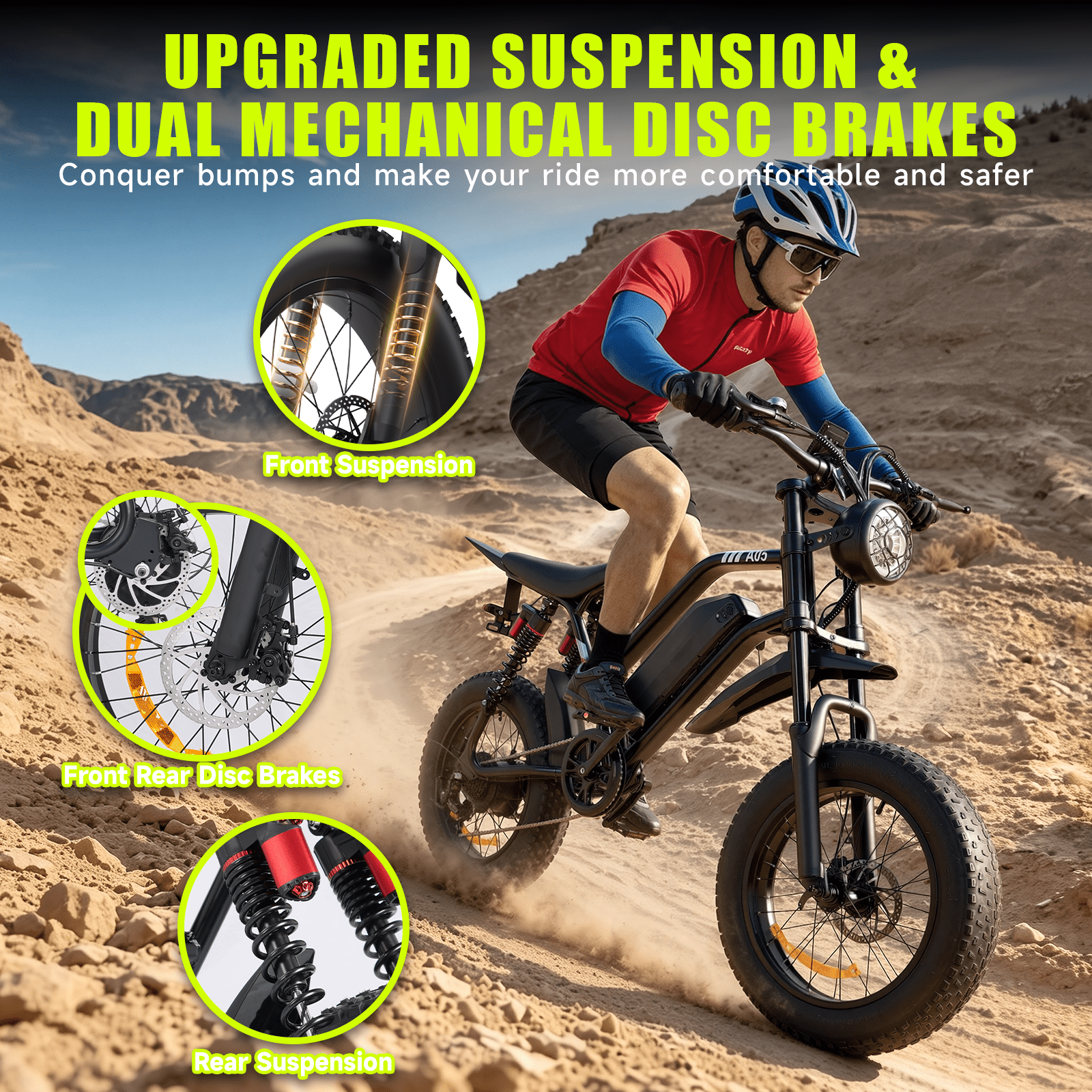 Electric Bike for Adults,750W Motor,28MPH Electric Bicycle, 48V 15Ah Removable Battery Up to 80 Miles, 20" Fat Tire E-Bike with 7-Speed, NFC Smart Display & UL2849