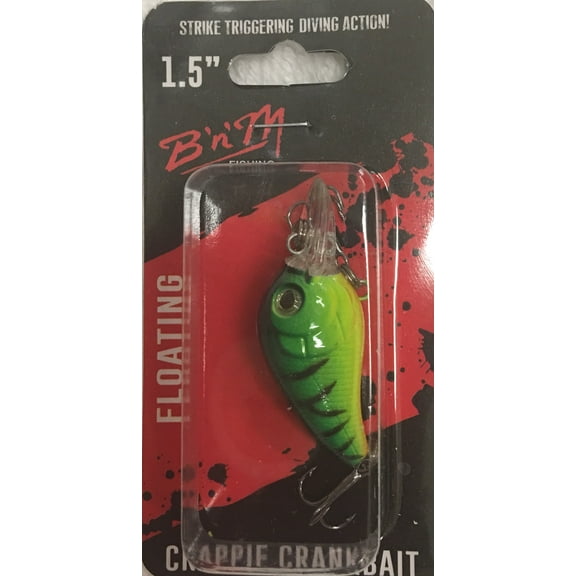 B'n'M Crappie Crankbait 1.5" Ultra-Lite Floating Bait, Fire Tiger
