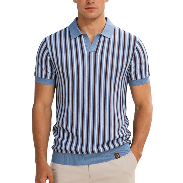 DGMIOCS Polo de Voyage pour Homme Résistant aux Plis Coupe Ajustée Vacances Bleu m