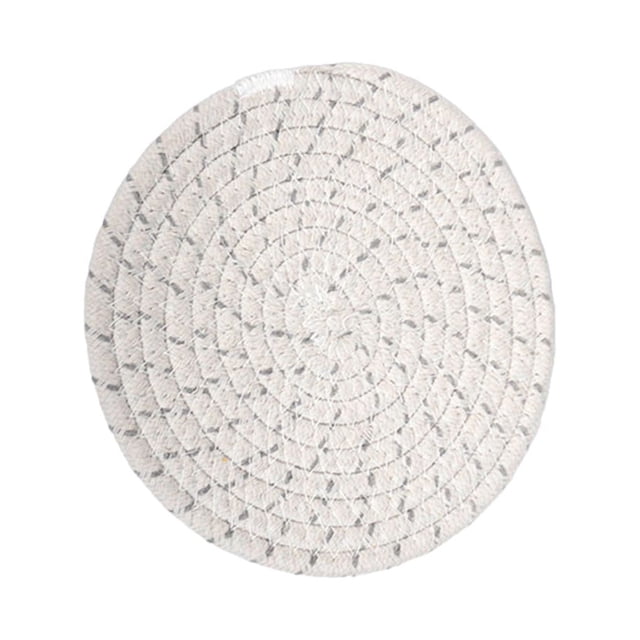 Injueey Woven Coaster Mug Placing Cushion Weaving Mat Craft Rope Table Coasters Thickened Cup Tableware Cotton for Home Bar Mostrada Puntos blancos/grises