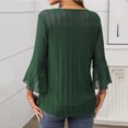 thumbnail image 4 of CHGBMOK Womens Ruffle Sleeve Blouses Crew Neck T Shirts Casual Mesh Tops Curved Hem Going Out Outfit, 4 of 5