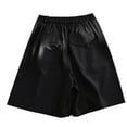 thumbnail image 2 of Shorts Men Solid Color Wide Leg Suit Shorts Insets Versatile Cropped Pants Black L, 2 of 6