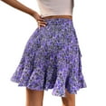 thumbnail image 3 of tredstone Femme Jupe Taille Haute Imprimée Filles Fête Randonnée Plissée Florale Jupes Élastiques Dames Style Décontracté Vêtements Cadeau de Vacances Violet G, 3 of 6