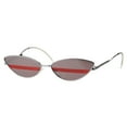 thumbnail image 2 of Womens Mod Goth Metal Rim Cat Eye Oval Retro Vintage Style Sunglasses Silver Mirror Red Stripe, 2 of 4