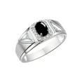 thumbnail image 5 of RYLOS Men's Rings Sterling Silver Classic 7X5MM Oval Gemstone & Diamond Ring Cabochon Onyx October Birthstone Rings For Men Size 8, 5 of 8