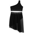 thumbnail image 6 of iiniim Girls Lyrical Dance Shiny Rhinestones Crop Top with Skirted Leotard 2-Piece Ballet Dancewear Black 12, 6 of 7