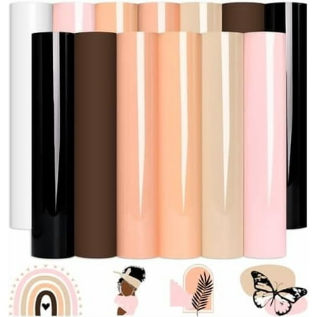 Skin Tone Permanent Vinyl - 13 Sheets Bundle 12"x12" Brown Tan Craft Vinyl Sheets Cream Beige Adhesive Vinyl Craft Cutters DIY Projects for Cricut Silhouette Cameo