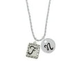 thumbnail image 2 of Delight Jewelry Silvertone Pebble Border Initial - F Silvertone Script Initial Disc - N - Charm Necklace, 20"+3", 2 of 4