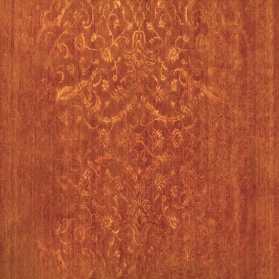 Ahgly Company Indoor Square Oriental Orange Industrial Area Rugs, 7' Square