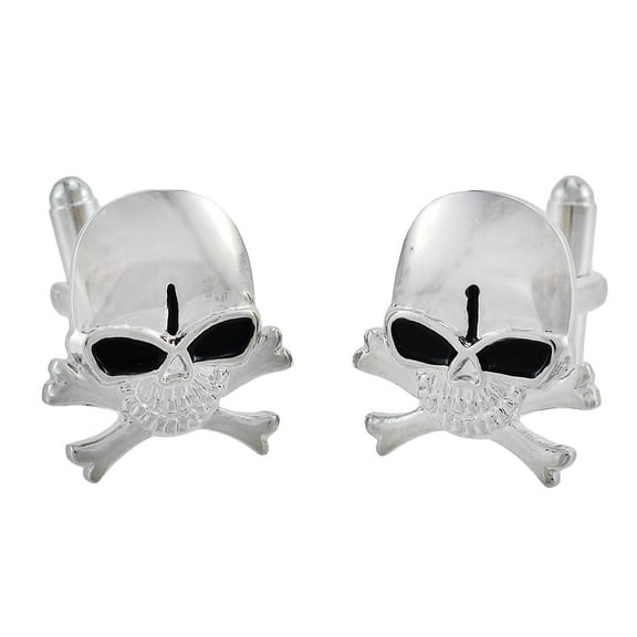 Zeckos Stainless Steel Skull & Crossbones Cuff Links Cufflinks
