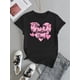 thumbnail image 3 of [Everyday Comfort] Women's "Happy Valentine's Day" Black T-Shirt with Pink Heart Graphic - Casual CrCamisetas de verano para mujer, manga corta, cuello redondo, casual, lindo, con gráficos, camisetas, 3 of 7