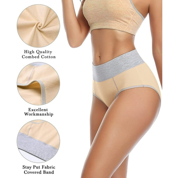 Women's Cotton Underwear High Waist Briefs Ladies Soft Comfortable Panties  5 Pack (Regular & Plus Size) 