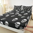 thumbnail image 3 of Manfei Halloween Skull 4 Pieces Queen Sheet Sets,Exotic Style Ultra Soft Flat Sheet,Black White Queen Fitted Sheet,Ultra Soft Gothic Bedroom Decorative, 3 of 7