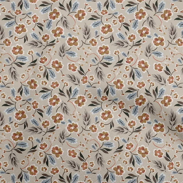 oneOone Rayon Brown Fabric Floral Fabric For Sewing Printed Craft Fabric By The Yard 56 Inch Wide