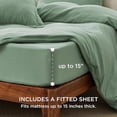 thumbnail image 5 of Duvet Cover King Size with Fitted Sheet - 4 Pieces Prewashed Cotton-Like Extra Soft Bedding Set, Includes 1 Duvet Cover 104x90 Inches, 2 Pillow Shams, 1 Fitted Sheet, Sage Green, 5 of 6