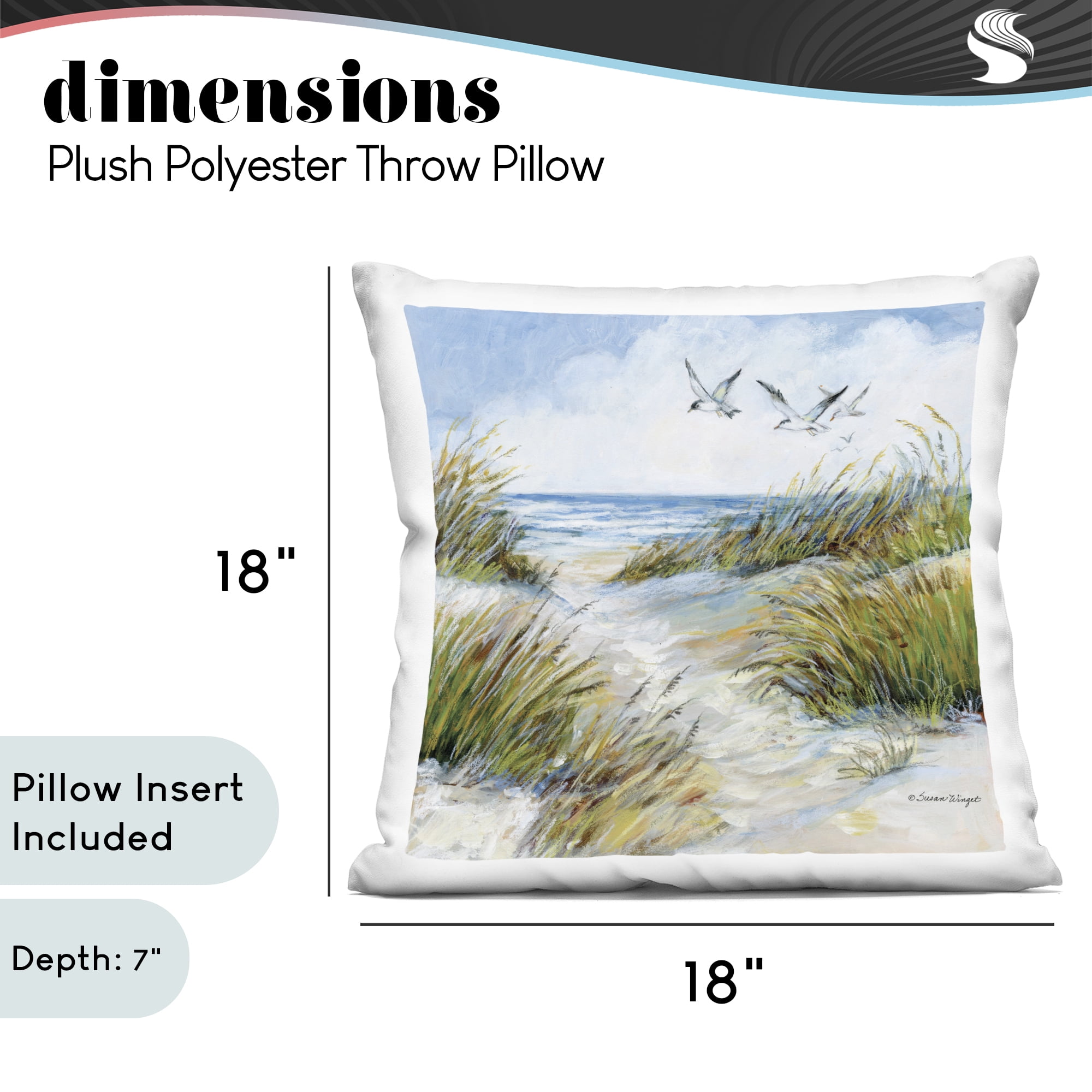 Stupell Industries Beach Path Seagulls Overhead Decorative Printed Throw Pillow, design by Susan Winget, 18 x 7 x 18