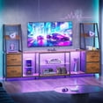 thumbnail image 7 of Casacomoda TV Stand for up to 65 Inch TV, 87" Entertainment Center with Power Outlets & LED Lights, Modern Media Console with Glass Shelf & 4 Fabric Drawers for Living Room Bedroom, Vintage, 7 of 7