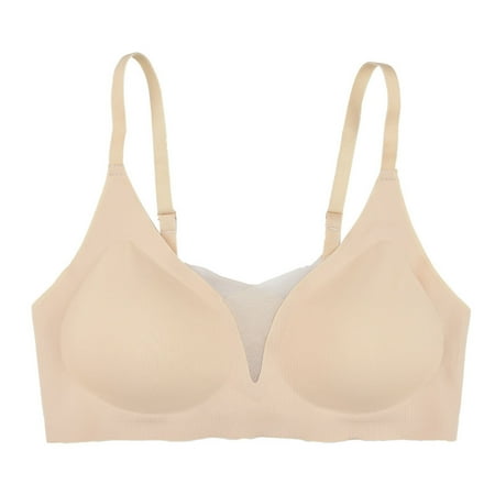 miqiqism Women s Minimizer Bras Full Coverage Wireless Bralettes Lady Adjustable Bralette Seamless Bra Backless Underwear Everyday Bra 01_Beige Large
