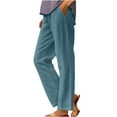 thumbnail image 2 of Dazajoo Womens Jogger Pants with Pockets Classic Solid Color Straight Leg Outdoor Sweatpants 2024 Fall Lightweight Elastic Waisted Trousers for Women,Blue,XXXL, 2 of 5