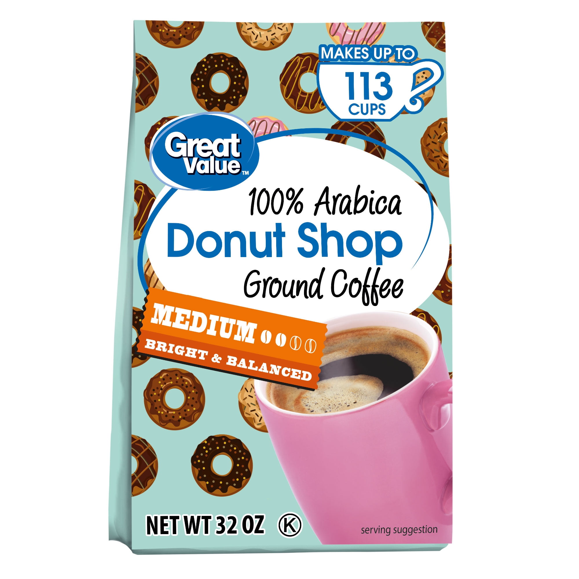 Great Value Donut Shop 100 Arabica Medium Ground Coffee 32 Oz Walmart Com Walmart Com