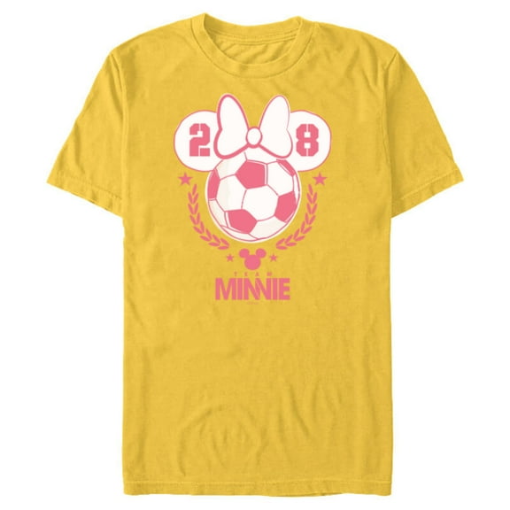 Disney Minnie Mouse Sports Soccer Team Minnie 28 Football - Short Sleeve Blended T-Shirt for Adults - Customized-Yellow