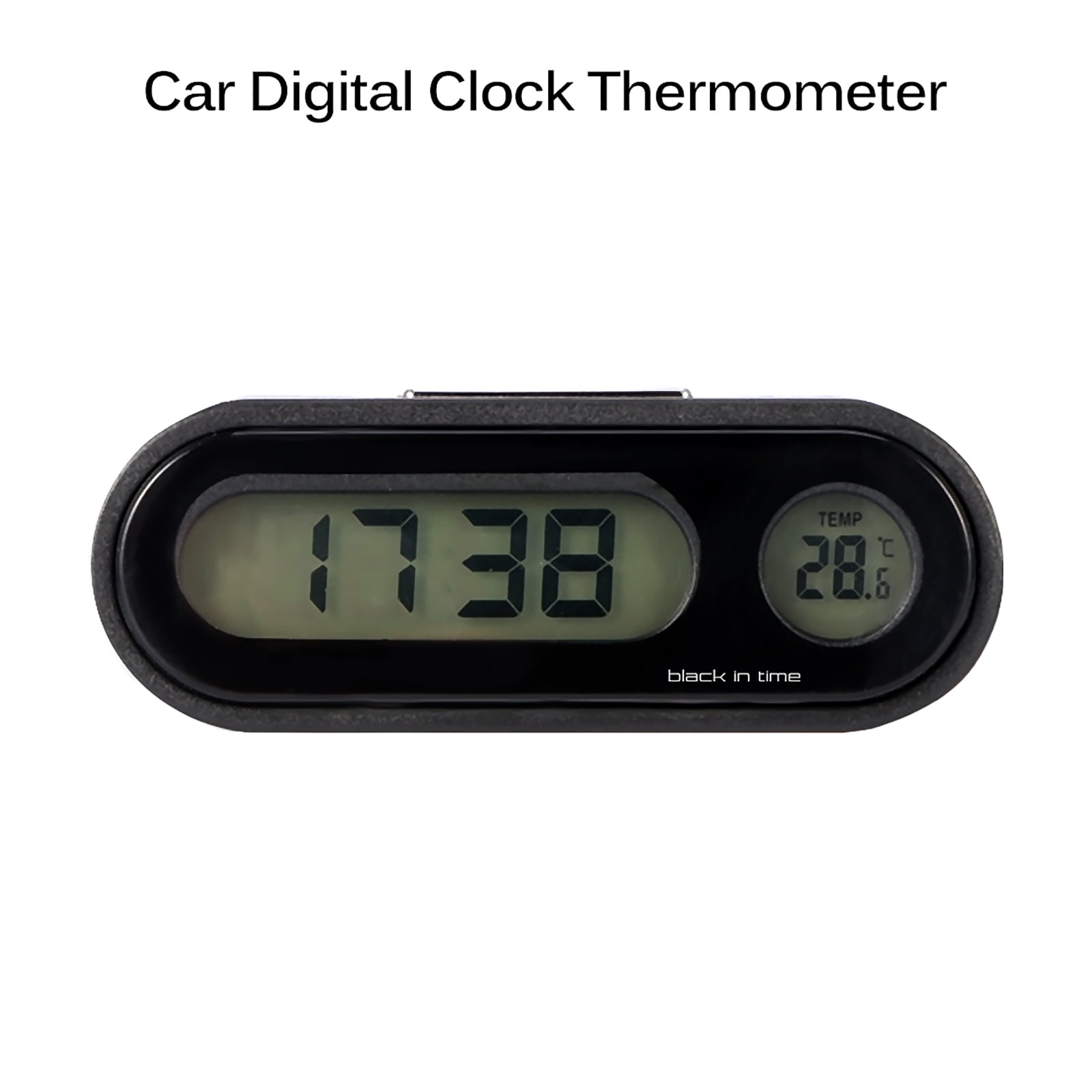 2in1 Digital LED Car Clock Thermometer LCD Backlight Without Battery BSG 