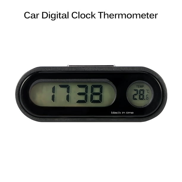 Reloj Digital De Coche De Moda 2 En 1 Con Pegatina De Doble Cara, Indicador De Temperatura De Vehículos Con Retroiluminación Led Para Coches Universales Kearding VI004513-00