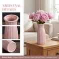 thumbnail image 2 of Unique Bargains Modern Cylinder Matte Ribbed Flower Vase Pink 2.4"L x 2.4"W x 5.1"H, 2 of 6