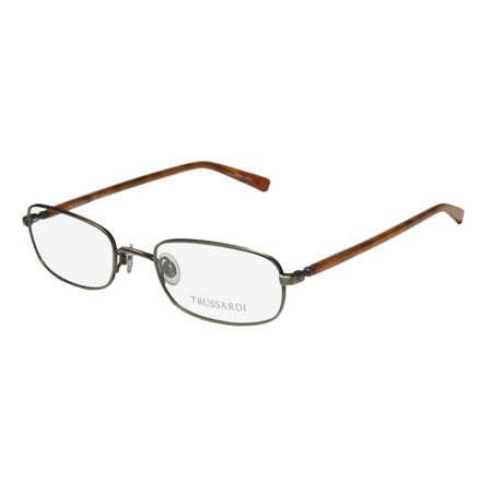 New Trussardi 12745 Mens/Womens Designer Full-Rim Antique Gold / Caramel Authentic Fashion Accessory Frame Demo Lenses 51-20-140 Eyeglasses/Eye Glasses