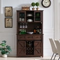 thumbnail image 6 of Amerlife Farmhouse Kitchen Cabinet Coffee Display Bar with LED Lights, Brown, 6 of 7