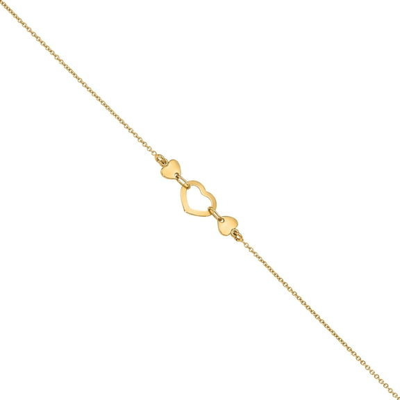 Primal Gold 14 Karat Yellow Gold Heart 0.75-inch Extension Anklet