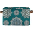 thumbnail image 2 of Storage Basket Mandala Flower Teal Foldable Canvas Laundry Baskets Bin Waterproof Inner Layer with Sturdy Handles for Toy Nursery Blanket Clothes 2 Pack, 2 of 7