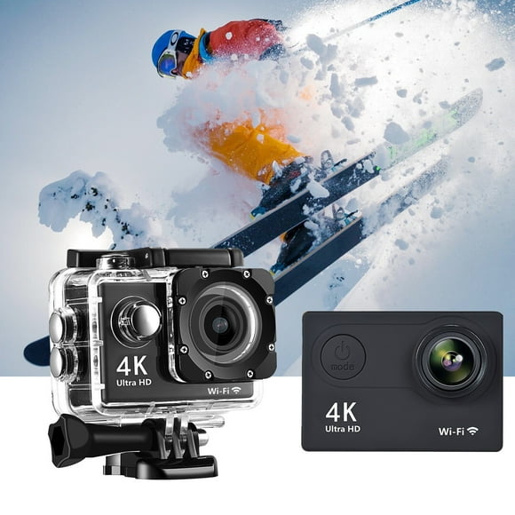 Cámara digital 1080P 30FPS Cámara de acción Cámaras subacuáticas HD Cámara de 30M Cámara de esquí Cámaras deportivas Compatible con WiFi y cámaras digitales gran angular de 170 grados