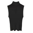 thumbnail image 4 of RMGVDSD Womens Summer Sleeveless Ribbed Tank Tops Sweater Vest 2025 Neck Basic Sheer Knit Top Fitted Shirts Solid Color Trendy Casual Fall Sweater /Black, 4 of 4