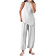 thumbnail image 2 of CheerKidz Womens Casual Long Sleeve Lace Up Top with Wide Leg Pants Set Exposed Navel Detail Two Piece Outfit for Party and Night Out, 2 of 9